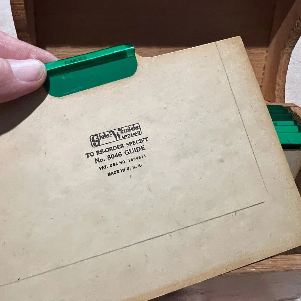 Vintage Wood Recipe Box by Weiss. Dovetailed with recipe divider inserts